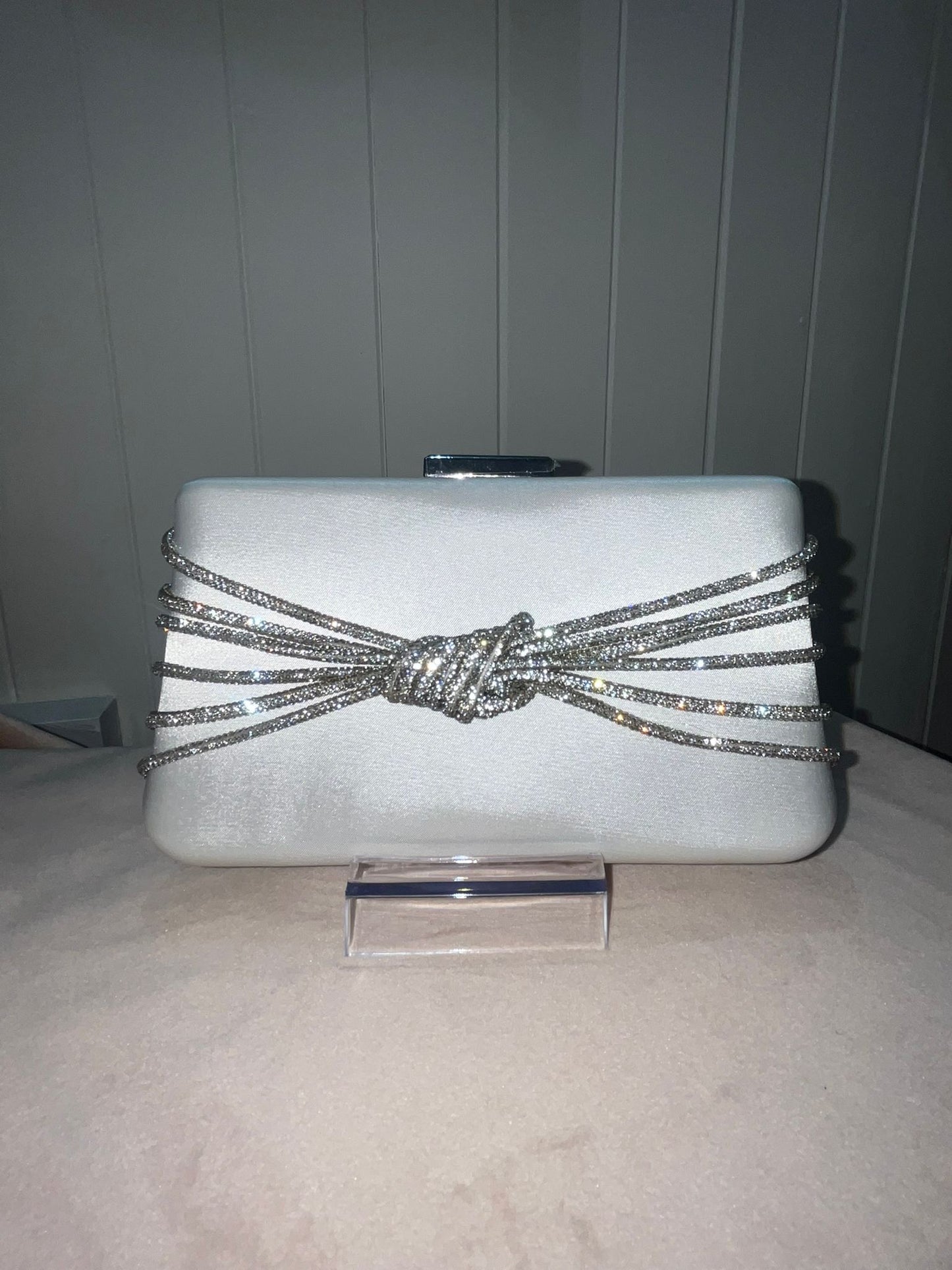 Silver clutch bag
