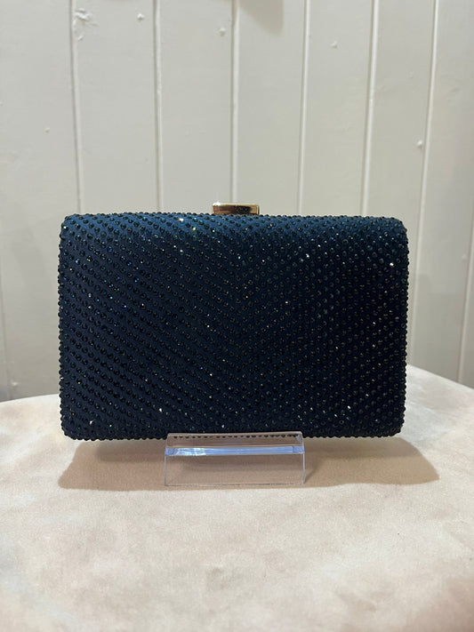 Navy blue sequin clutch bag
